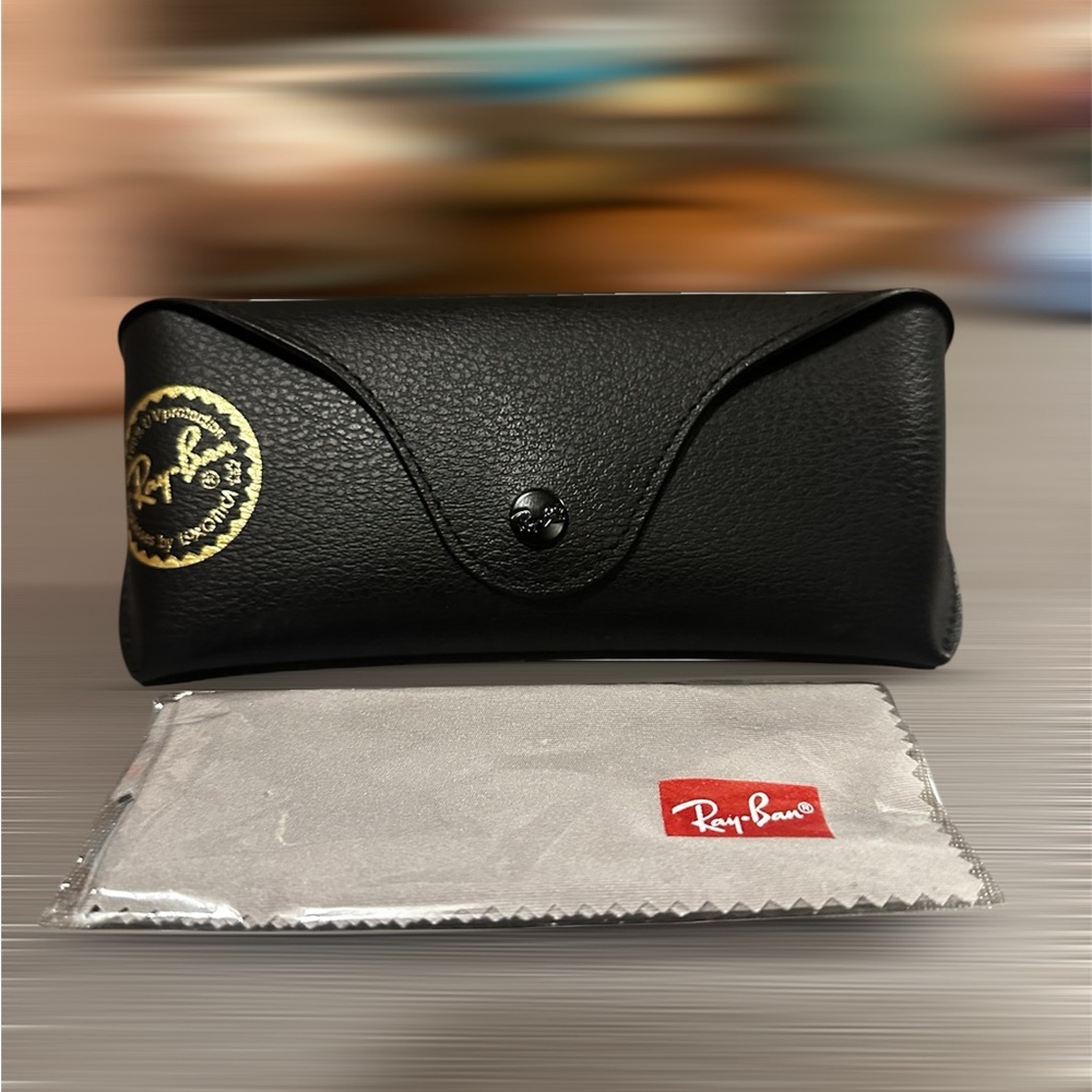 Ray-Ban Black Sunglasses Case with Gray Cleaning Cloth